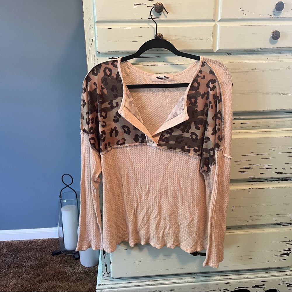 Haptics by Holly Harper Women's Leopard Print Tan Top size XL. #17